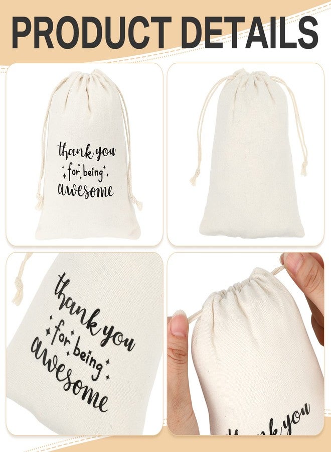 Fumete 20 Pcs Gift Drawstring Bags for Employee Coworker Teacher Colleague, Thank You for Being Awesome Bags, Thank You Gift for Employee Coworker Appreciation(5 x 7 Inch,White & Black) - Image 4
